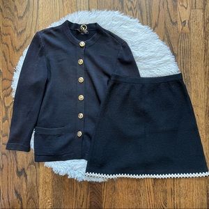 St. John Collection Black and Gold Skirt Suit